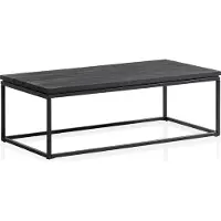 Wohnling Couchtisch 120x60x40 cm Mango Massivholz / Metall Schwarz Sofatisch Rechteckig Wohnzimmertisch mit natürlicher Holzmaserung Kaffeetisch