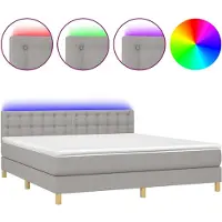 Syfax Boxspringbett mit Matratze & LED Hellgrau 180x200 cm Stoff
