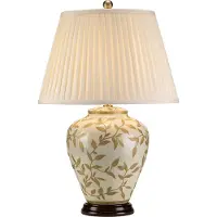 Elstead Lighting Zeitgenössische Schreibtischlampe Blätter Braun Gold Porzellan 1 Licht E27