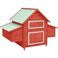 Syfax Hühnerstall Rot und Weiß 150x96x110 cm Massivholz Tanne