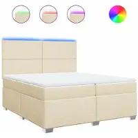 Syfax Boxspringbett mit Matratze Creme 200x200 cm Stoff