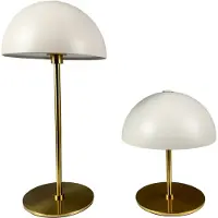 Dyberg Larsen Tischlampe, Kabellos Dimmbar Tischleuchte, Led Tischleuchte Metall, Leselampe, USB Wiederaufladbare, ALONG 2er-Set beige messing
