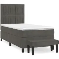 Syfax Boxspringbett mit Matratze Dunkelgrau 100x200 cm Samt