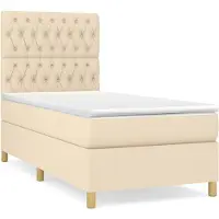 Syfax Boxspringbett mit Matratze Creme 90x190 cm Stoff