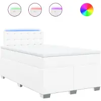 vidaXL Boxspringbett mit Matratze Weiß 120x190 cm Kunstleder