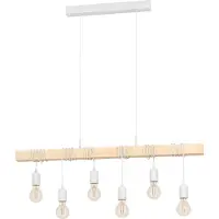 Eglo TOWNSHEND Hängeleuchte Hängelampe Pendellampe Pendelleuchte - L100 x B10 x H110 cm - weiß - 6X60W exkl. - IP20