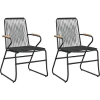 vidaXL Gartenstühle 2 Stk. Schwarz 58x59x85,5 cm PVC Rattan