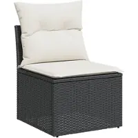 vidaXL 7-tlg. Garten-Sofagarnitur mit Kissen Schwarz Poly Rattan