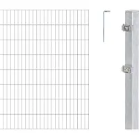 Alberts Doppelstabmatten Zaun, Höhe 180 cm, Länge 18 m, Zaun-Komplettset zum Einbetonieren, feuerverzinkt, Pfosten 60x40 mm