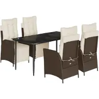 vidaXL 5-tlg. Garten-Essgruppe mit Kissen Braun Poly Rattan