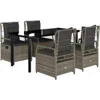 vidaXL 5-tlg. Garten-Essgruppe mit Kissen Grau Poly Rattan