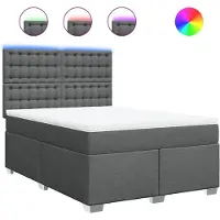 Syfax Boxspringbett mit Matratze Dunkelgrau 160x200 cm Stoff