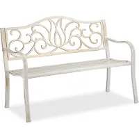 Relaxdays Gartenbank Antik für 2 Personen, Balkon, Terrasse, Metallbank HBT 90x127,5x63 cm, Stahl, Guss, weiß-bronze