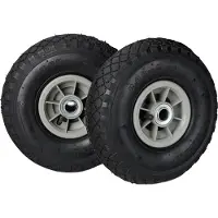 Relaxdays Sackkarrenrad 3.00-4, 2er Set Ersatzreifen, luftbereift, bis 80 kg, Kunststofffelge, 260x85 mm, schwarz-grau