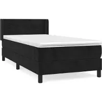 Syfax Boxspringbett mit Matratze Schwarz 90x190 cm Samt