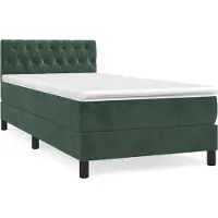 Syfax Boxspringbett mit Matratze Dunkelgrün 100x200 cm Samt