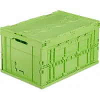 Relaxdays 8 x Profi Transportbox, stabil, Gewerbe, hochwertiger Kunststoff, Deckel, Qualität, 60 L, HxBxT 32,5x58,5x39,5cm, grün