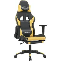 Syfax Gaming-Stuhl mit Fußstütze Schwarz und Golden Kunstleder