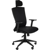 Stema Ergonomischer Bürodrehstuhl HG-0004F, Nylonbasis, verstellbare Armlehnen, Kopfstütze, Schwarz