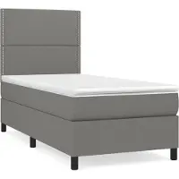 Syfax Boxspringbett mit Matratze Dunkelgrau 90x200 cm Stoff