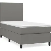 Syfax Boxspringbett mit Matratze Dunkelgrau 90x190 cm Stoff