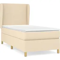 Syfax Boxspringbett mit Matratze Creme 90x200 cm Stoff