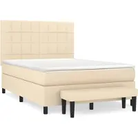 Syfax Boxspringbett mit Matratze Creme 140x190 cm Stoff