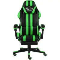 Syfax Gaming-Stuhl mit Fußstütze Schwarz und Grün Kunstleder