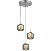 Brilliant Rafa LED Pendelleuchte 3flg Rondell chrom/rauchglas