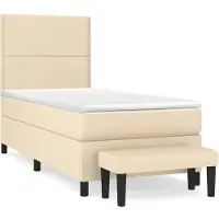 Syfax Boxspringbett mit Matratze Creme 90x190 cm Stoff