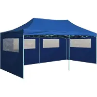 Prolenta Maison Exclusive - Profi-Partyzelt Faltbar mit 4 Seitenwänden 3×6m Stahl Blau
