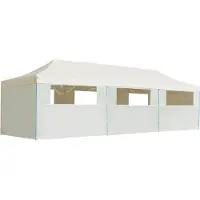 Syfax Faltzelt Partyzelt Pop-Up mit 8 Seitenwänden 870x291x315 cm Creme