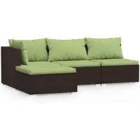 vidaXL 4-tlg Garten-Lounge-Set mit Kissen Braun Poly Rattan Modell 5