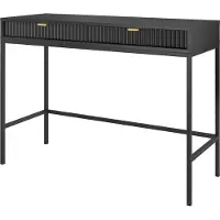 Selsey Schminktisch Vellore - Schreibtisch mit Schubladen, Schwarz mit geriffelten Fronten und schwarzen Metallbeinen, 104 cm breit