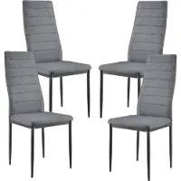 En.casa [] 4er Design Stuhl-Set Grau Italienisch Lehnstuhl Hochlehner Esszimmerstuhl Polsterstuhl