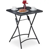 Relaxdays Balkontisch klappbar, Gartentisch quadratisch, HxBxT: 74 x 59 x 59 cm, wetterfest, Klapptisch Stahl, anthrazit