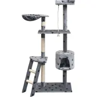 Syfax Katzen-Kratzbaum 150 cm Pfoten-Aufdruck Grau