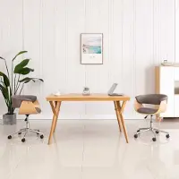 PUEAZU Drehbarer Bürostuhl Taupe Bugholz und Stoff - Bürostühle &23045