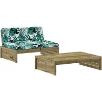 vidaXL 2-tlg. Garten-Lounge-Set mit Kissen Imprägniertes Kiefernholz