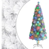 vidaXL "2026 Promotion" Künstlicher Weihnachtsbaum - für die Party - mit Beleuchtung - Weiß 210cm Glasfaser - Weihnachtsgirlanden CC14275
