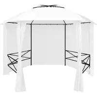 Syfax Gartenzelt mit Vorhängen 360x312x265 cm Weiß 180 g/m²
