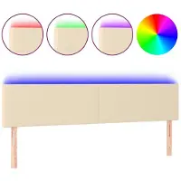 Syfax LED Kopfteil Creme 200x5x78/88 cm Stoff