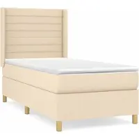 Syfax Boxspringbett mit Matratze Creme 90x190 cm Stoff