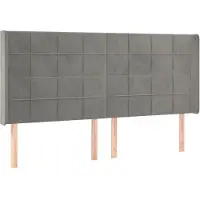 Syfax Kopfteil mit Ohren Hellgrau 163x16x118/128 cm Samt