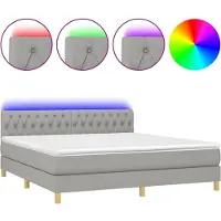 Syfax Boxspringbett mit Matratze & LED Hellgrau 160x200 cm Stoff