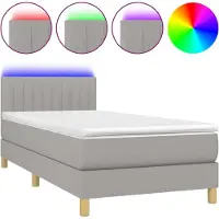 Syfax Boxspringbett mit Matratze & LED Hellgrau 100x200 cm Stoff