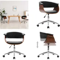 vidaXL Drehbarer Bürostuhl Schwarz Bugholz und Kunstleder - Bürostuhl - Bürostühle - Bürodrehstuhl - Bürodrehstühle