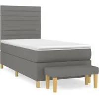 Syfax Boxspringbett mit Matratze Dunkelgrau 80x200 cm Stoff