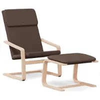 Syfax Relaxsessel mit Hocker Dunkelbraun Stoff