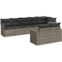 vidaXL 8-tlg. Garten-Sofagarnitur mit Kissen Grau Poly Rattan